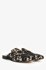 Gucci Black/Beige Lace Horsebit Slides Size 36