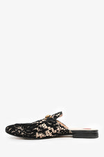 Gucci Black/Beige Lace Horsebit Slides Size 36