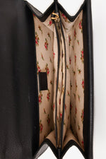 Gucci Black Grained Leather Medium Web Dionysus Chain Bag