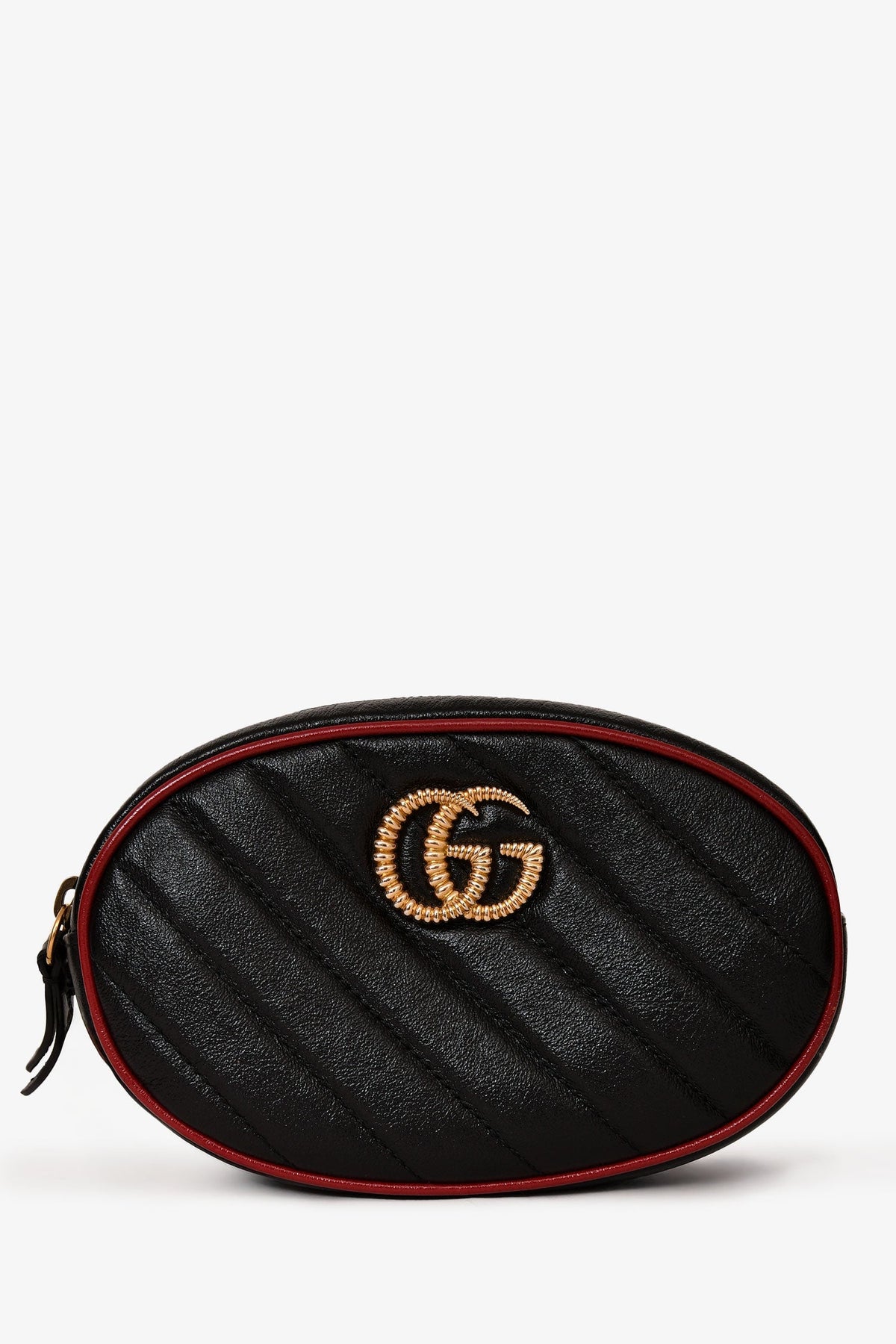 Gucci Black/Red Leather GG Marmont Belt Bag Size 95/38