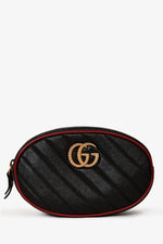 Gucci Black/Red Leather GG Marmont Belt Bag Size 95/38
