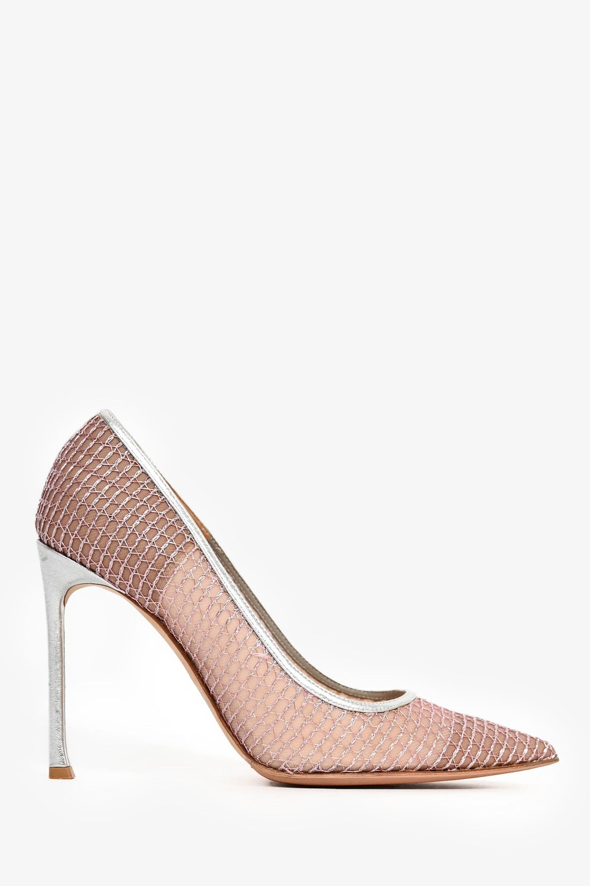 Christian Dior Pink/Silver Metallic Mesh Pointed Pumps Size 38