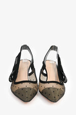 Christian Dior Black Polka Dot Mesh J'Adior Slingback Heels Size 35