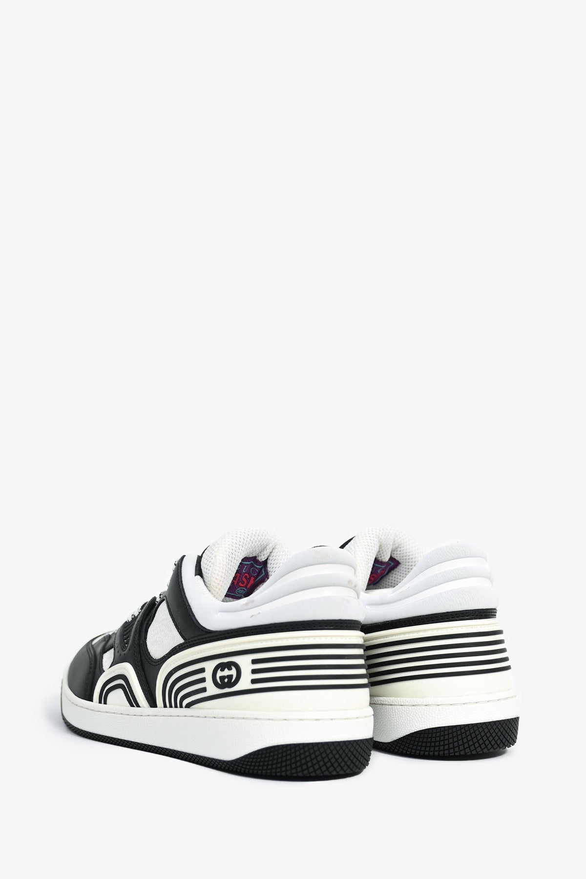 Gucci Black/White Leather/Rubber 'Basket Low' Sneaker Size 38.5