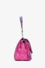 Christian Dior 2012 Pink/Purple Patent Trim Cannage Leather Flap Shoulder Bag