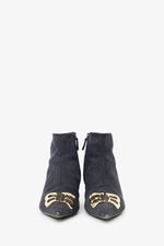 Balenciaga Black Wash Denim 'BB' Knife Heeled Ankle Boots Size 41