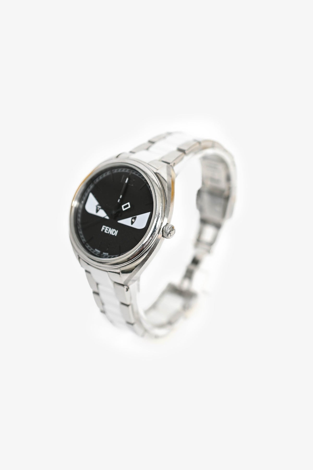 Fendi Stainless Steel Black 'Monster' Face Quartz Watch