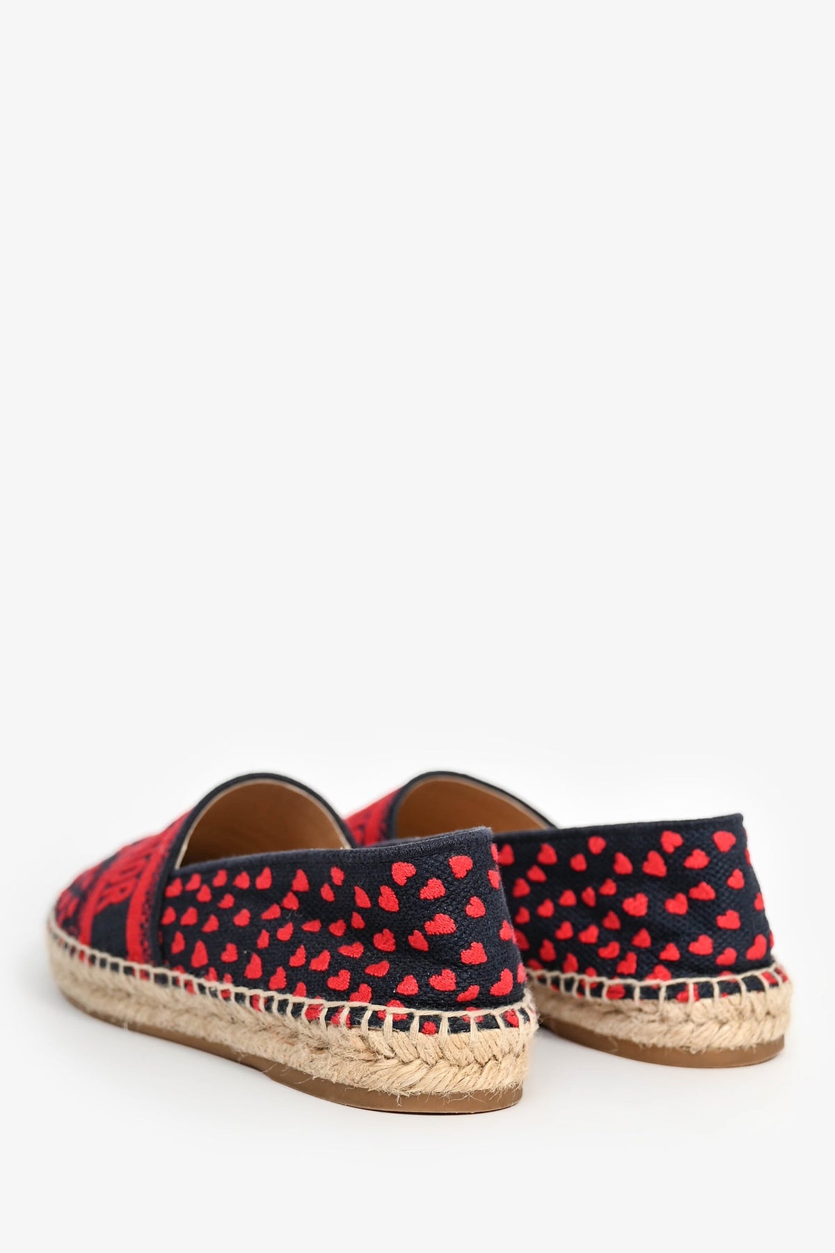 Christian Dior Navy/Red Heart Canvas Logo Espadrilles Size 37.5