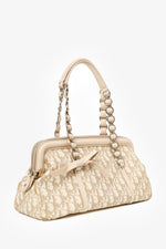 Christian Dior 2006 Beige/White Coated Canvas Diorissimo Romantique Shoulder Bag