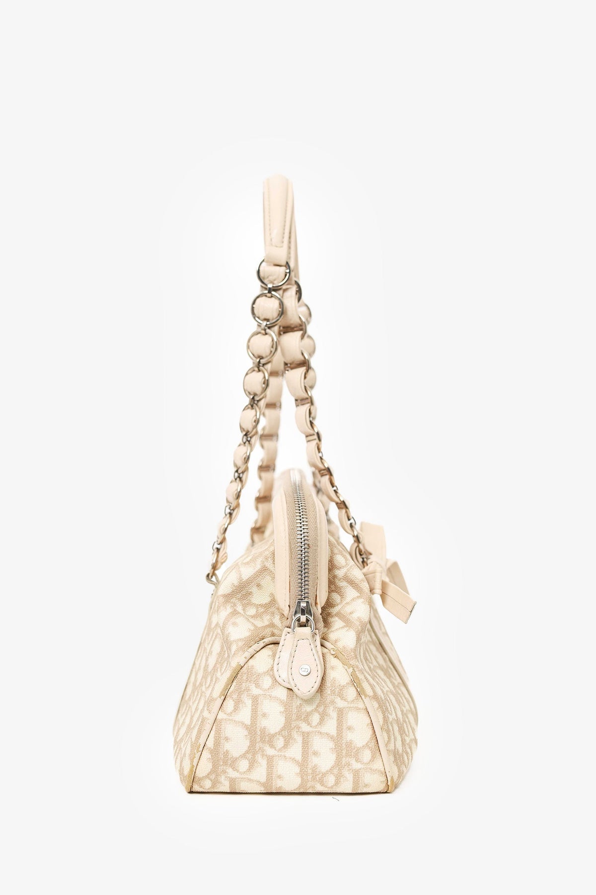 Christian Dior 2006 Beige/White Coated Canvas Diorissimo Romantique Shoulder Bag