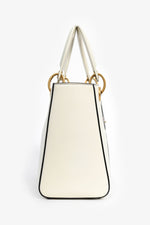 Christian Dior x Nika De Saint Phalle 2018 White Leather Medium Dragon 'Lady Dior' Top Handle Bag with Strap