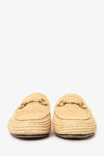 Gucci Beige Raffia Princetown Horsebit Mules Size 36.5