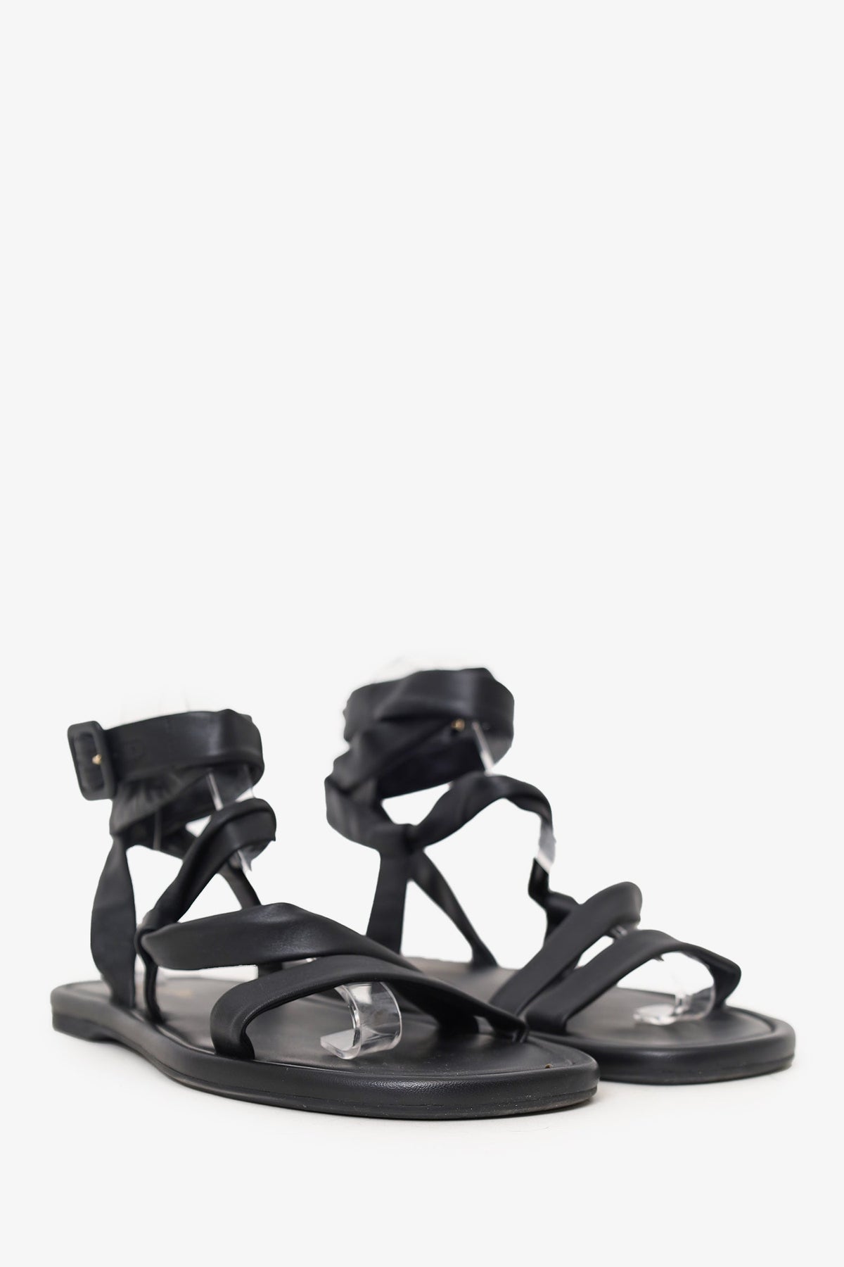 Christian Dior Black Leather Strappy Sandals Size 38.5
