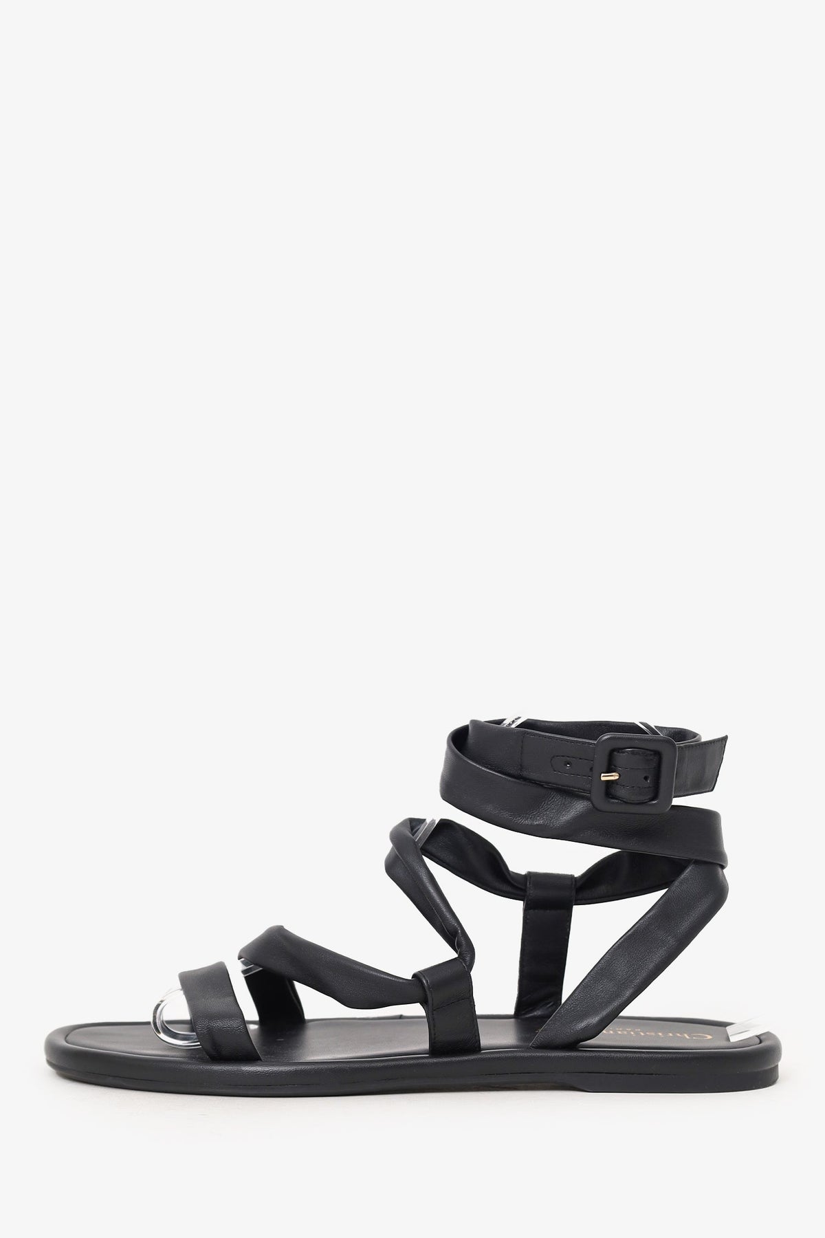 Christian Dior Black Leather Strappy Sandals Size 38.5