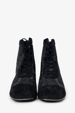 Christian Dior Black Suede/Mesh Embroidered Naughtily-D Ankle Boots Size 38.5