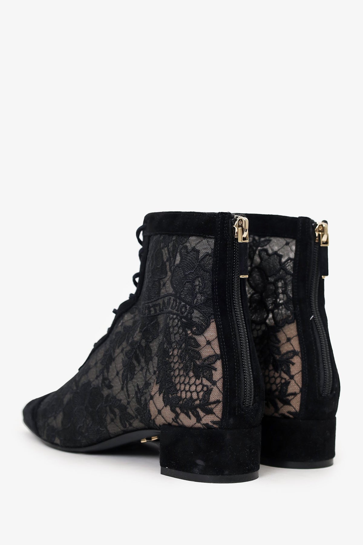 Christian Dior Black Suede/Mesh Embroidered Naughtily-D Ankle Boots Size 38.5