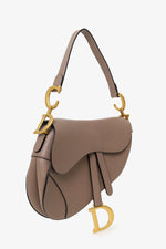 Christian Dior 2022 Warm Taupe Grained Calfskin Saddle Bag with Strap