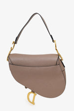 Christian Dior 2022 Warm Taupe Grained Calfskin Saddle Bag with Strap