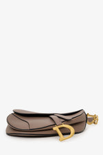 Christian Dior 2022 Warm Taupe Grained Calfskin Saddle Bag with Strap
