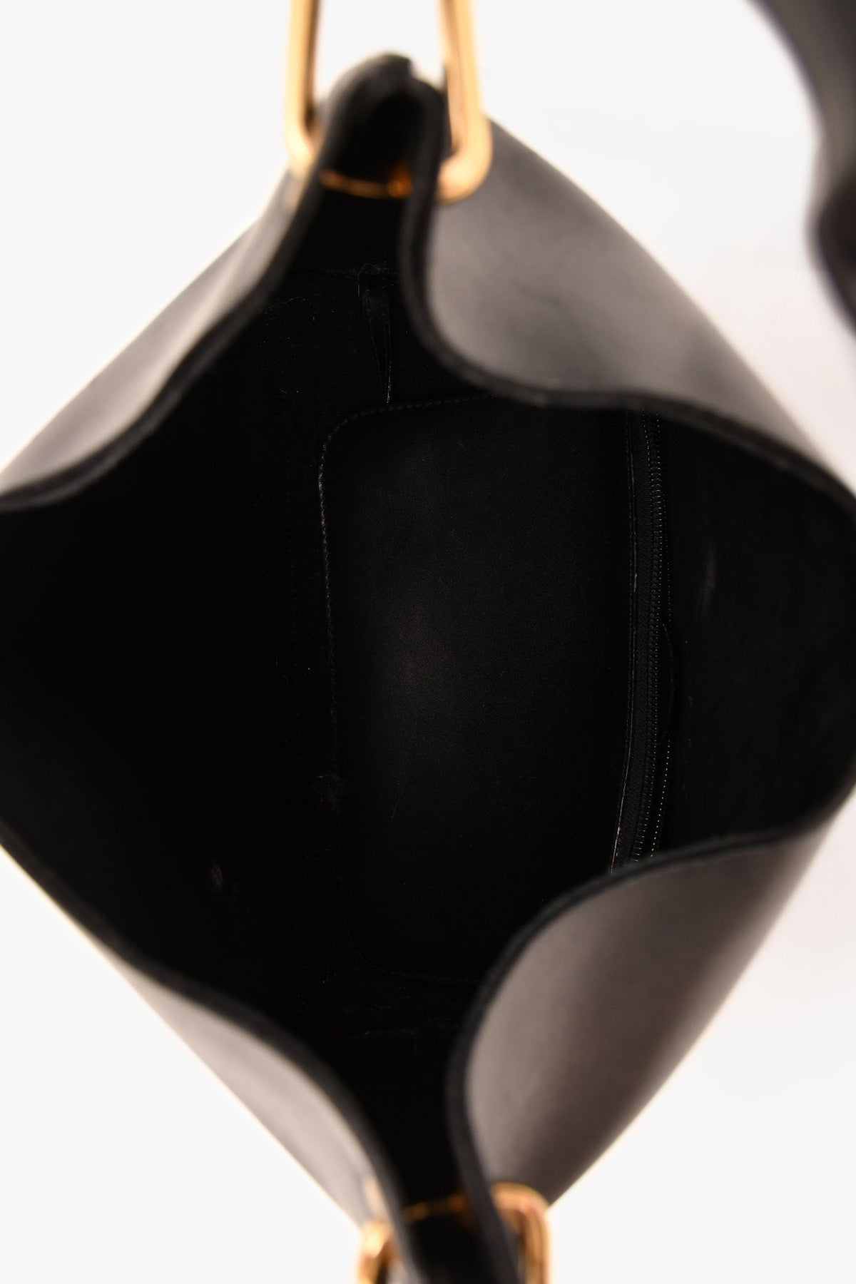 Gucci Black Leather Bamboo Handle Bucket Bag (As Is)