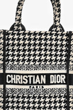 Christian Dior 2022 White/Black Houndstooth Embroidery Mini Book Tote Crossbody Bag (As Is)