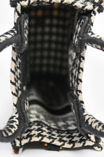 Christian Dior 2022 White/Black Houndstooth Embroidery Mini Book Tote Crossbody Bag (As Is)