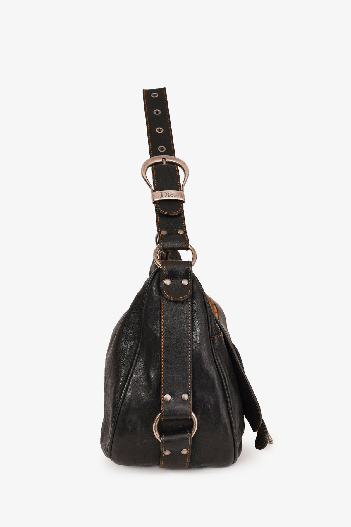 Christian Dior 2006 by John Galliano Black Leather 'Gaucho Saddle' Bag