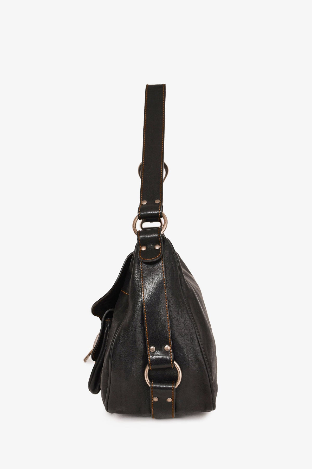 Christian Dior 2006 by John Galliano Black Leather 'Gaucho Saddle' Bag