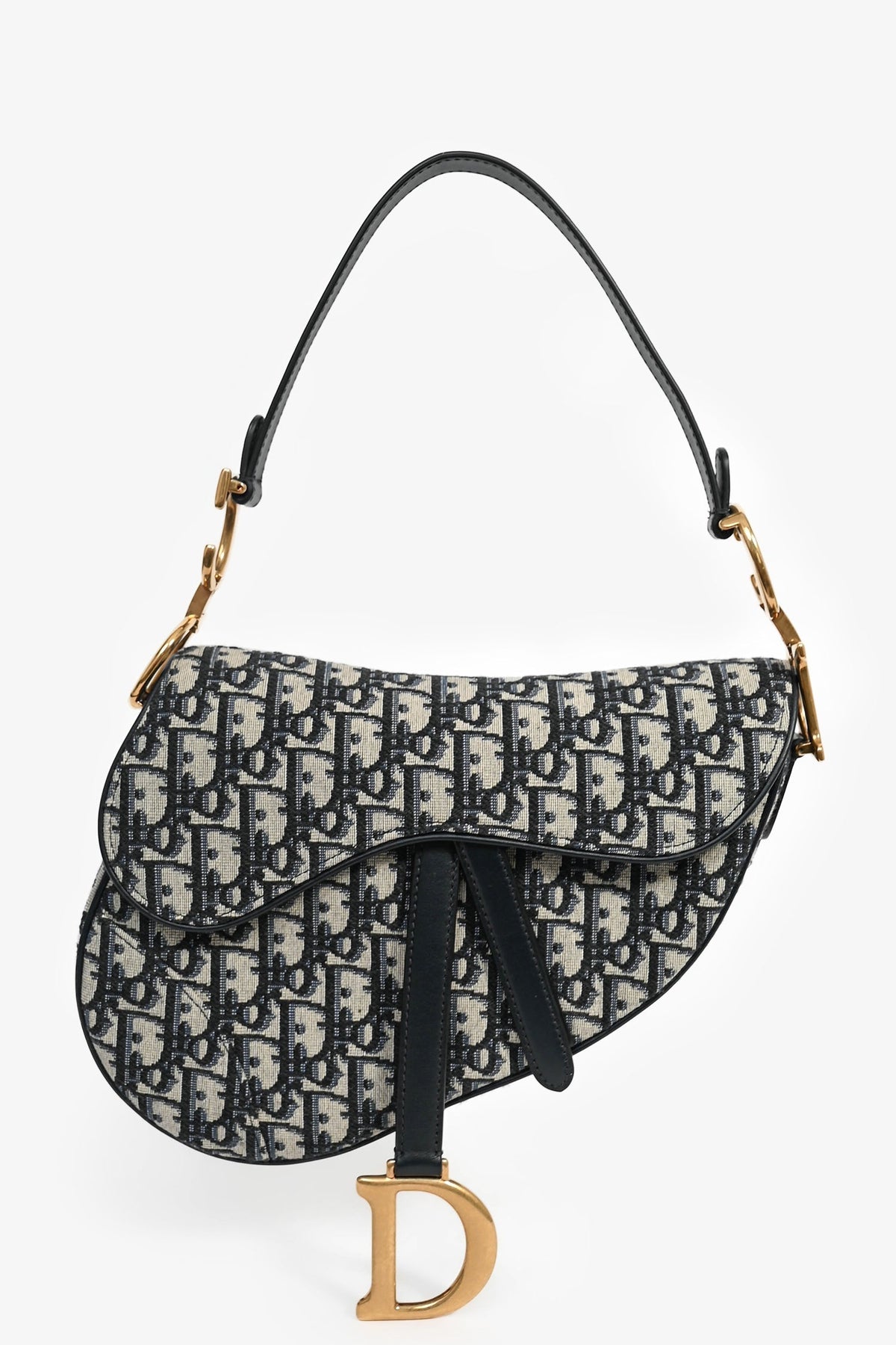 Christian Dior 2018 Blue Oblique Jacquard Saddle Bag