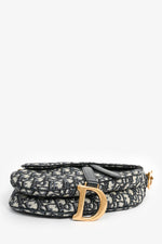 Christian Dior 2018 Blue Oblique Jacquard Saddle Bag