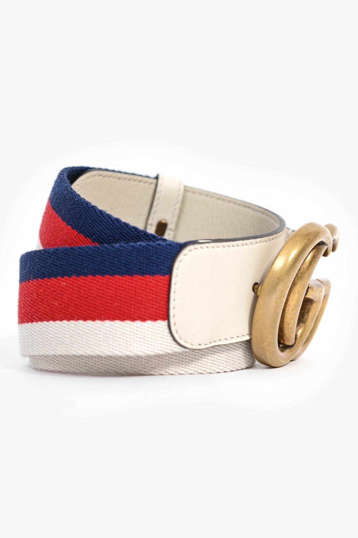 Gucci White/Blue/Red Canvas GG Belt Size 90/35