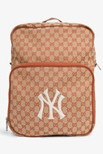 Gucci x New York Yankees Canvas Leather Trimmed Backpack