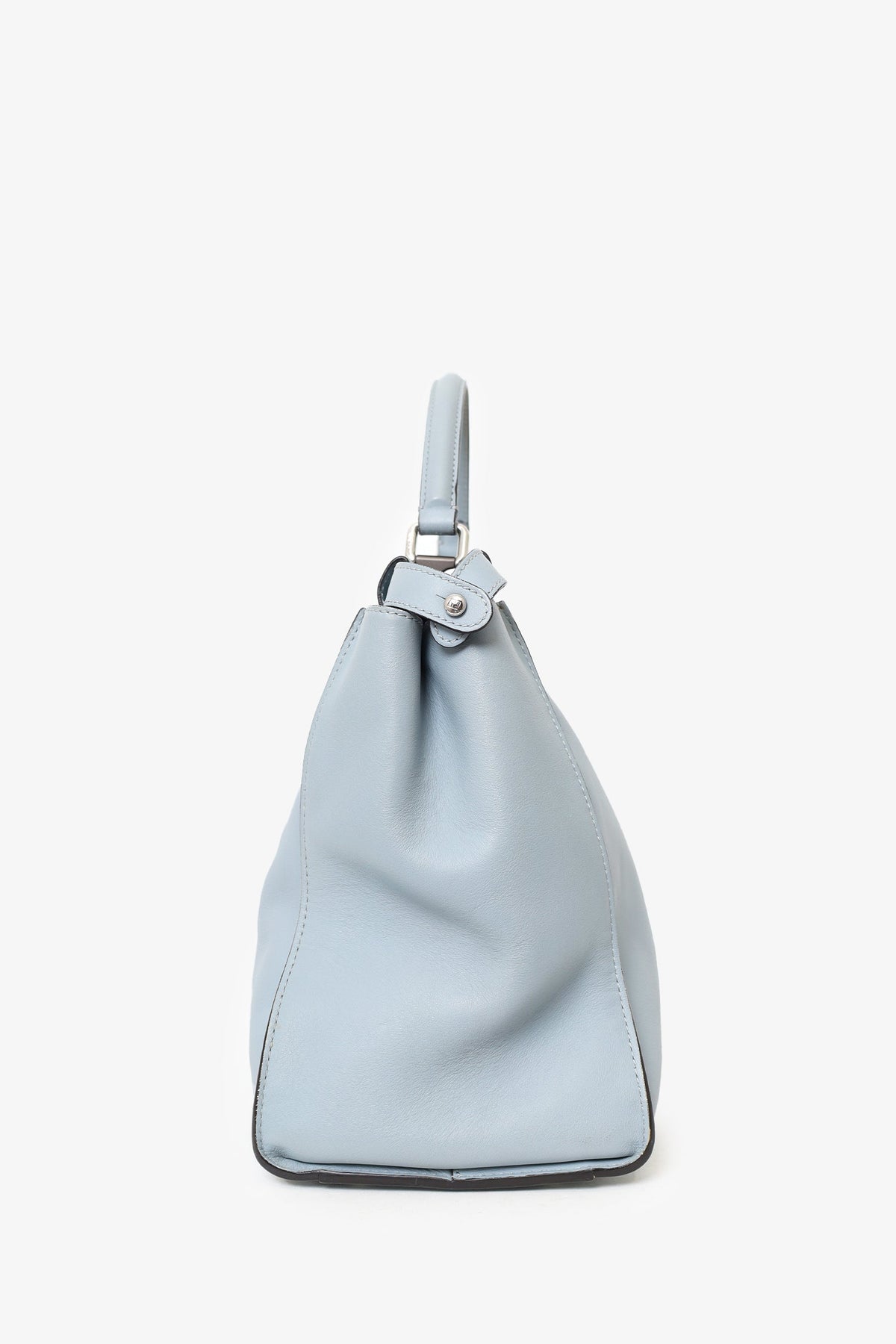 Fendi Blue Leather Large Peekaboo Top Handle Bag with Strap