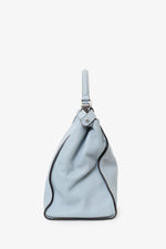 Fendi Blue Leather Large Peekaboo Top Handle Bag with Strap