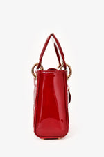 Christian Dior 2017 Red Patent Cannage Leather Mini Lady Dior