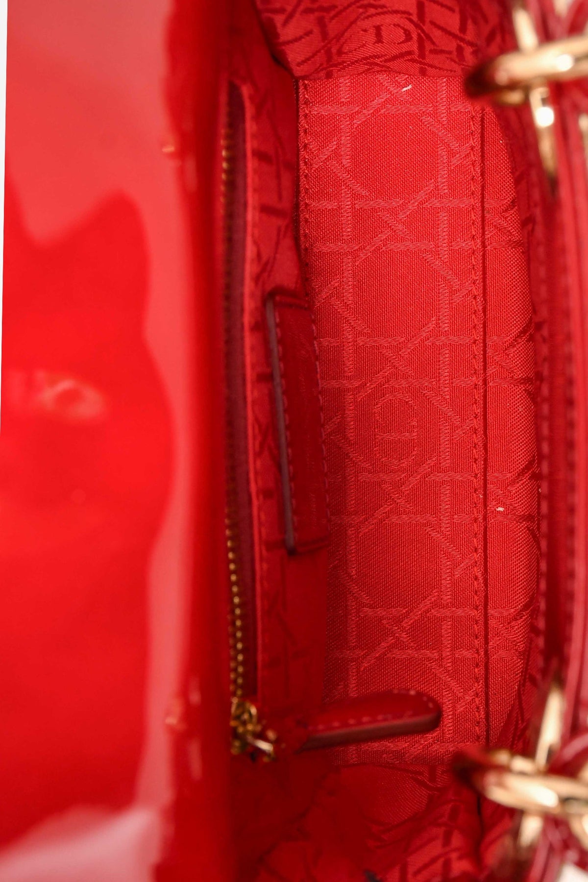 Christian Dior 2017 Red Patent Cannage Leather Mini Lady Dior