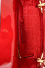 Christian Dior 2017 Red Patent Cannage Leather Mini Lady Dior
