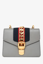 Gucci Grey Leather Sylvie Shoulder Bag