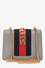 Gucci Grey Leather Sylvie Shoulder Bag