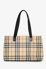 Burberry Beige/Black Coated Canvas Nova Check Tote Bag