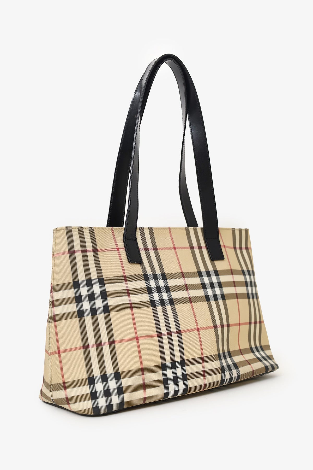 Burberry Beige/Black Coated Canvas Nova Check Tote Bag