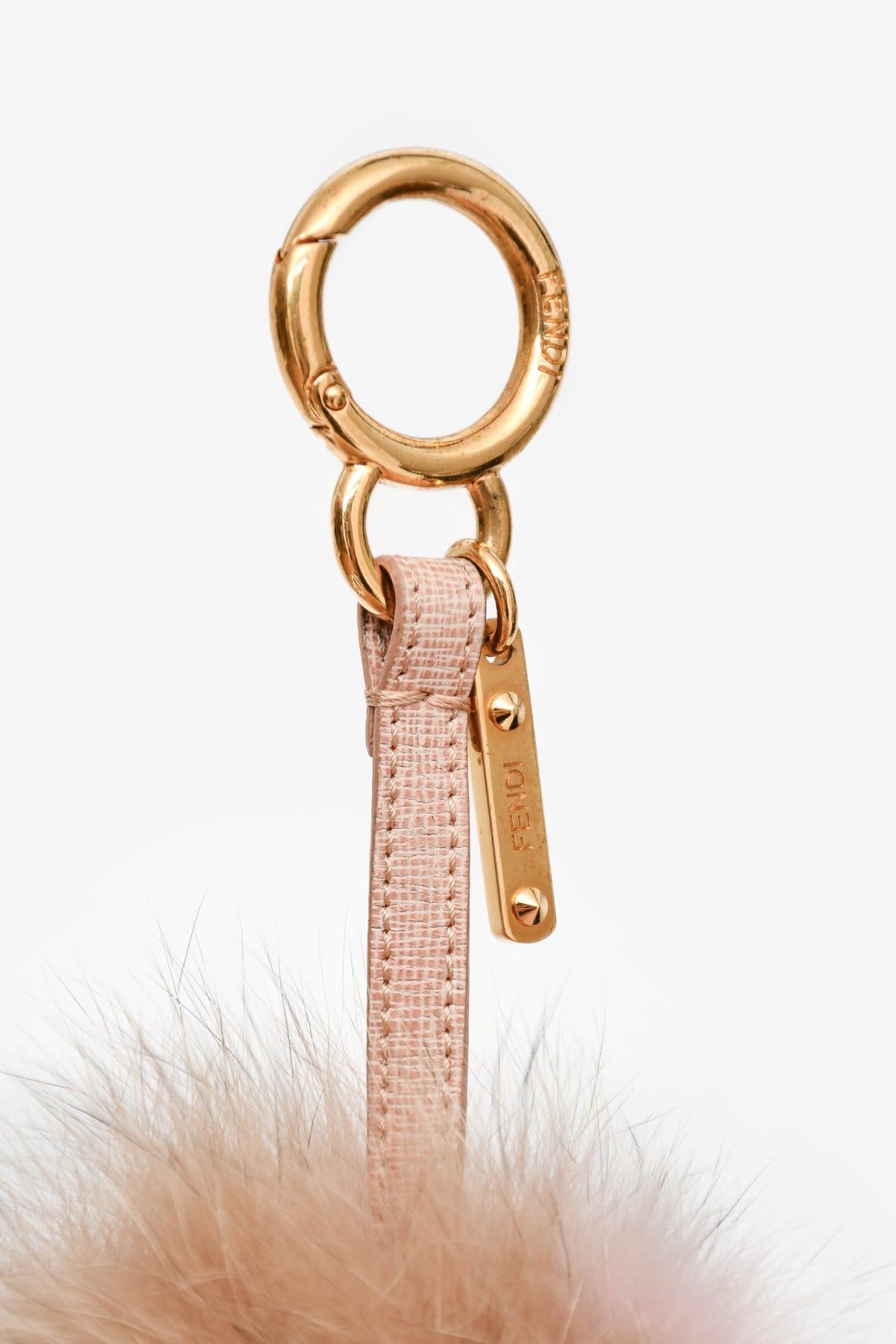 Fendi Pink/Brown Fur/Leather Bag Charm