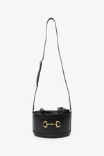Gucci Black Leather 1955 Horsebit Drawstring Bucket Bag