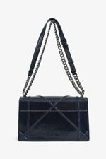 Christian Dior Navy Crackled Patent Diorama Shoulder Bag