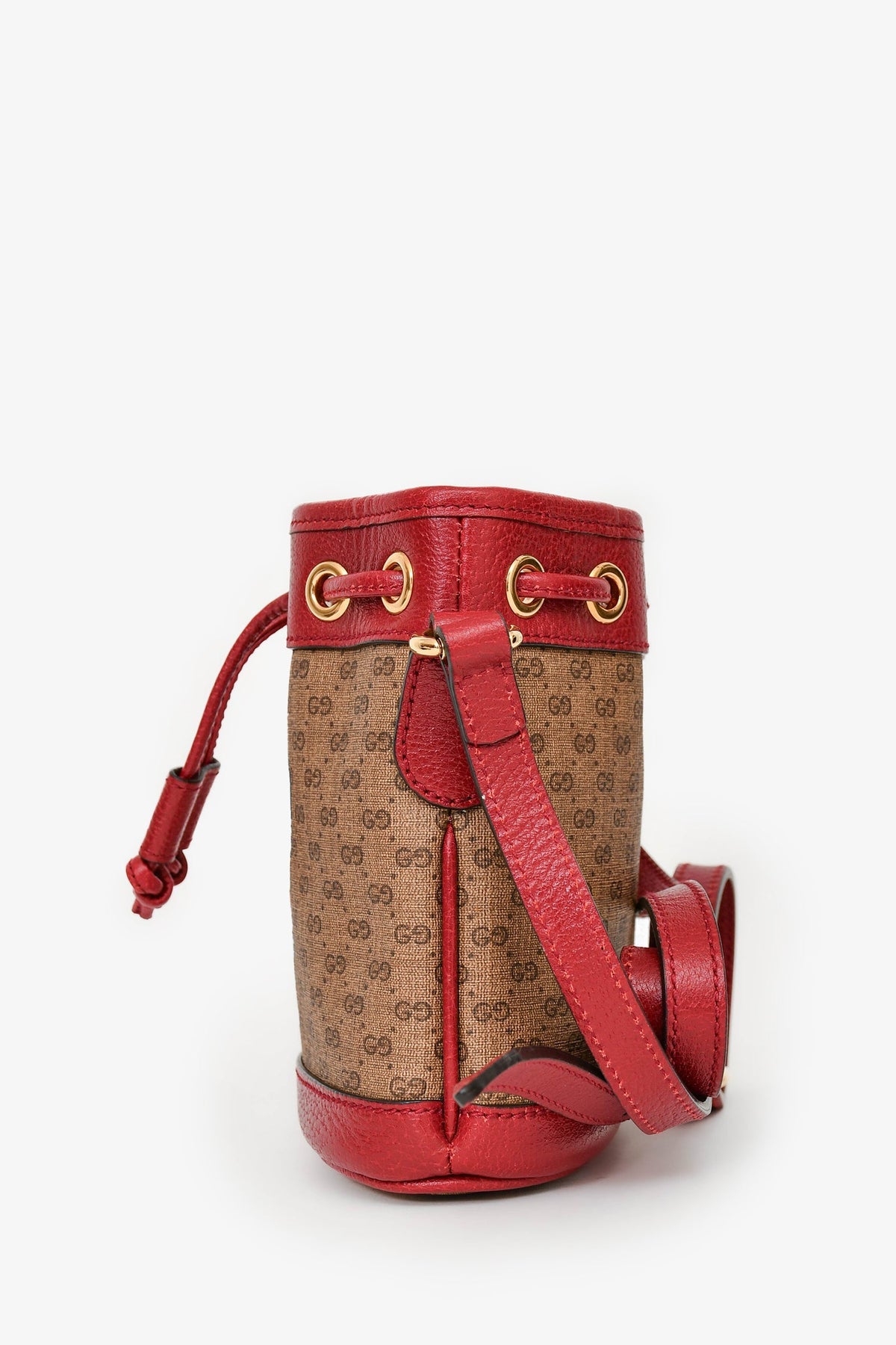 Gucci X Doreamon Brown/Red Canvas/Leather GG Supreme Mini Bucket Bag