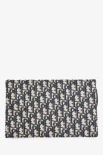 Christian Dior Navy Oblique Jacquard Saddle Clutch