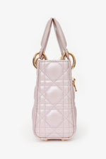 Christian Dior Pink Shimmer Cannage Leather Mini 'Lady Dior 'Top Handle with Strap (As Is)