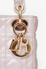 Christian Dior Pink Shimmer Cannage Leather Mini 'Lady Dior 'Top Handle with Strap (As Is)