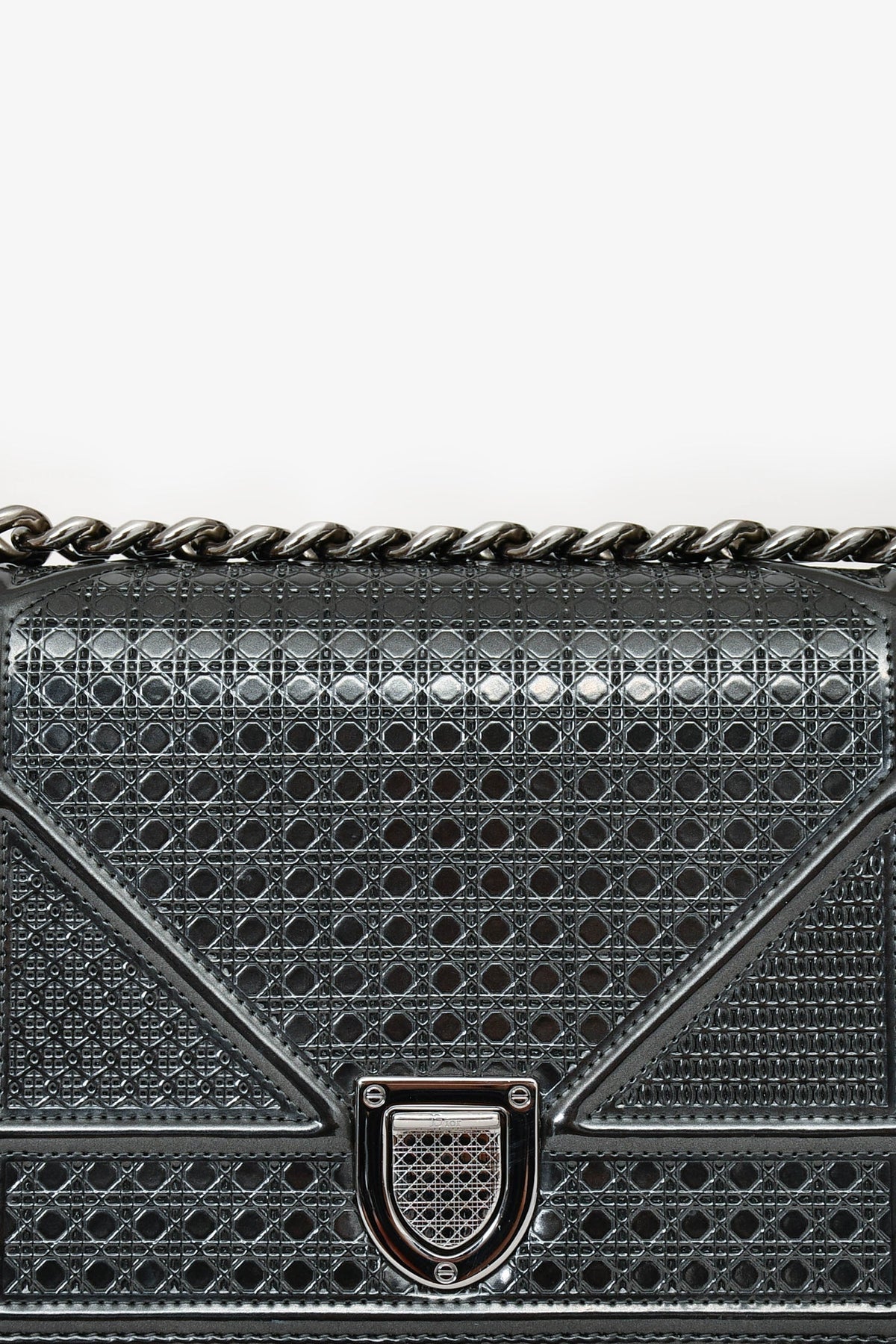 Christian Dior Grey Leather Small Diorama Shoulder Bag