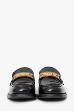 Christian Dior Black Leather Logo Plaque Loafers Size 37